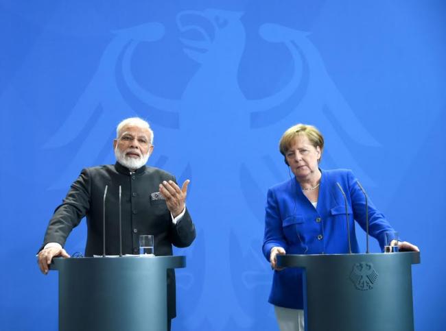 Narendra Modi accorded ceremonial welcome at German Chancellery, in Berlin, Germany