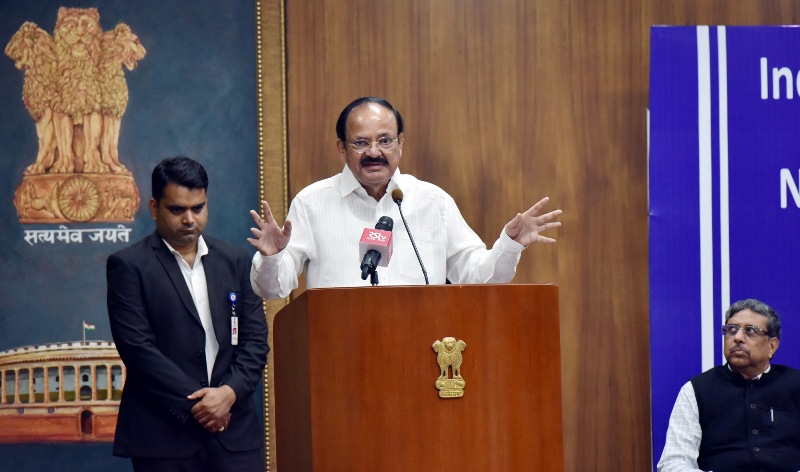 VP  Naidu addresses gathering after conferring Nehru and Tagore Literacy Awards 