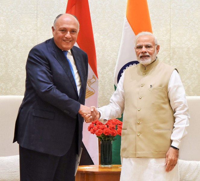 Minister of Foreign Affairs Egypt Sameh Shoukry  calls on PM Narendra Modi
