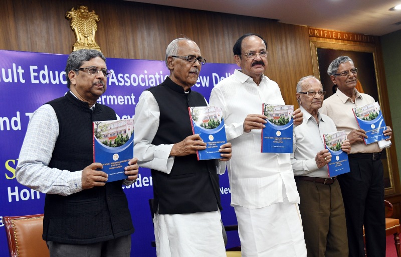 VP  Naidu addresses gathering after conferring Nehru and Tagore Literacy Awards 
