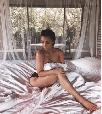 Kim Kardashian shares topless image of herself on social media