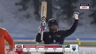 Virender Sehwag funny tweet on his innings on snow draws one-liner appreciation from Sourav Ganguly