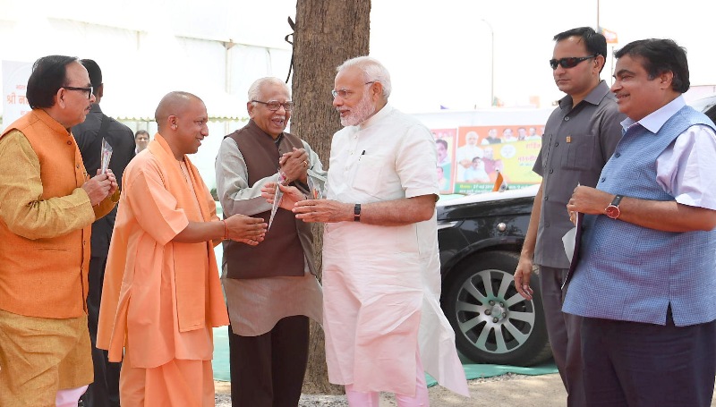 UP CM Adityanath, Governor Ram Naik welcome PM Modi at Baghpat