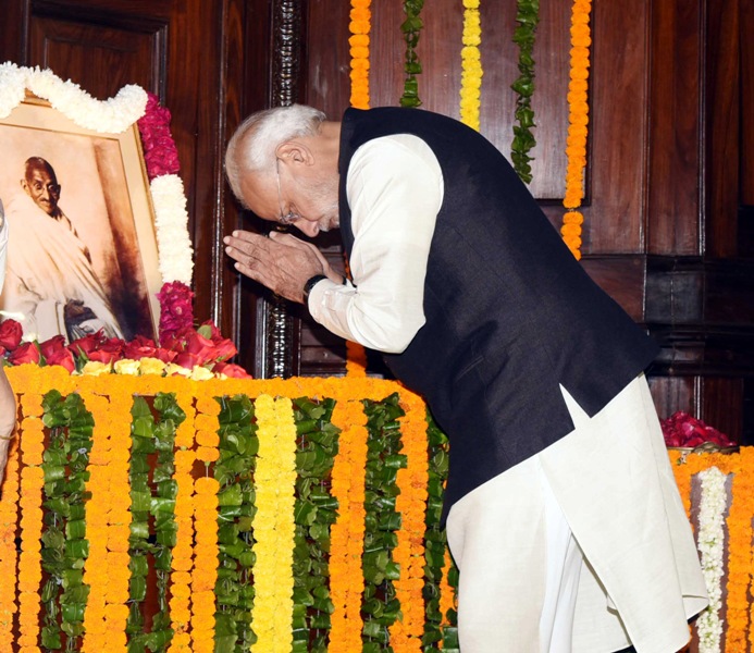 PM Modi performs parikrama on Mahatma Gandhi's birth anniversary at Rajghat
