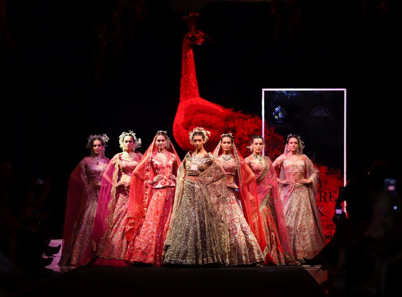 Models walk ramp during India Couture Week-2019