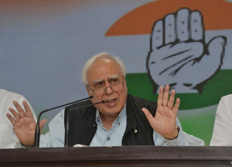 Congress leader Kapil Sibal addresses press conference in Delhi