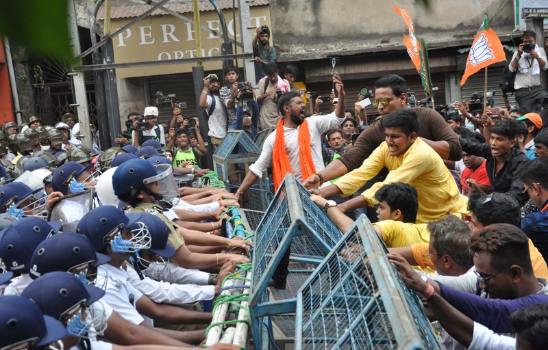 Police teargas, use water cannons to disperse Bengal BJP march towards Lalbazar