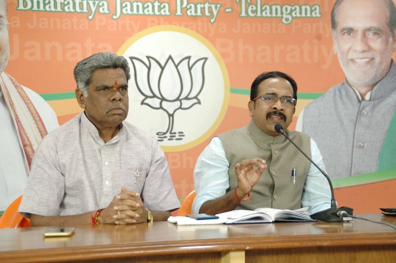 Telangana BJP Chief K Krishna Saagar Rao addresses media in Hyderabad