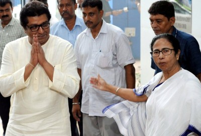 West Bengal Chief Minister Mamata Banerjee meets (MNS) Chief Raj Thackeray at Nabanna