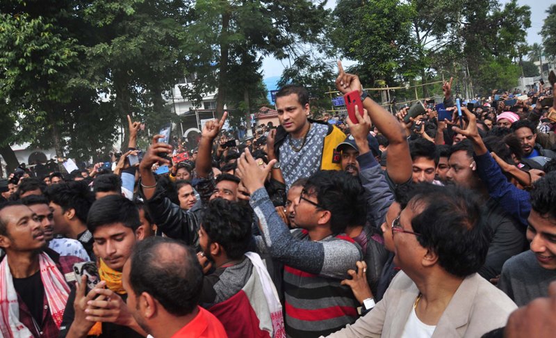 Assamese actress shouts slogans while protesting against CAB