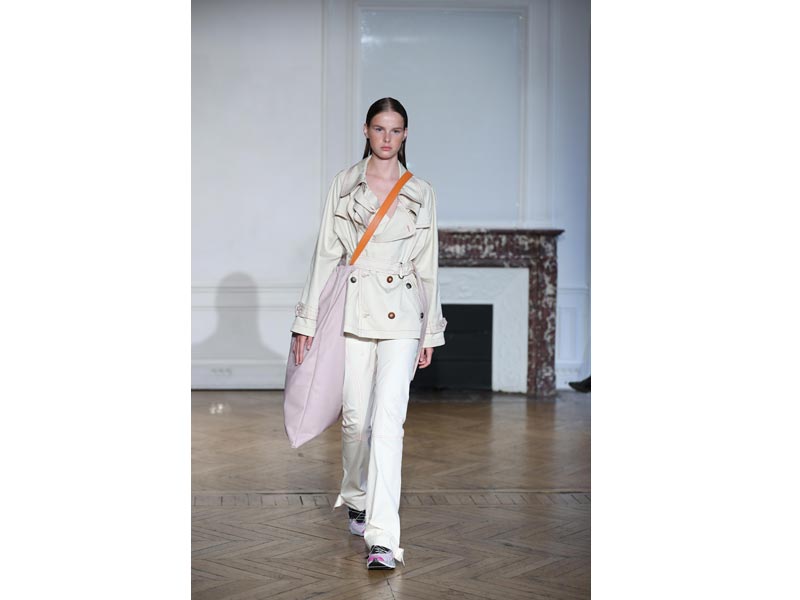 Models walk for designer Afterhomework in Paris Fashion Week