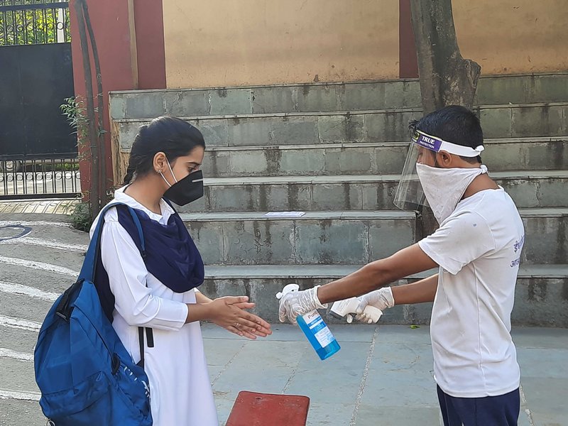 Santisation of Jammu school amid COVID-19