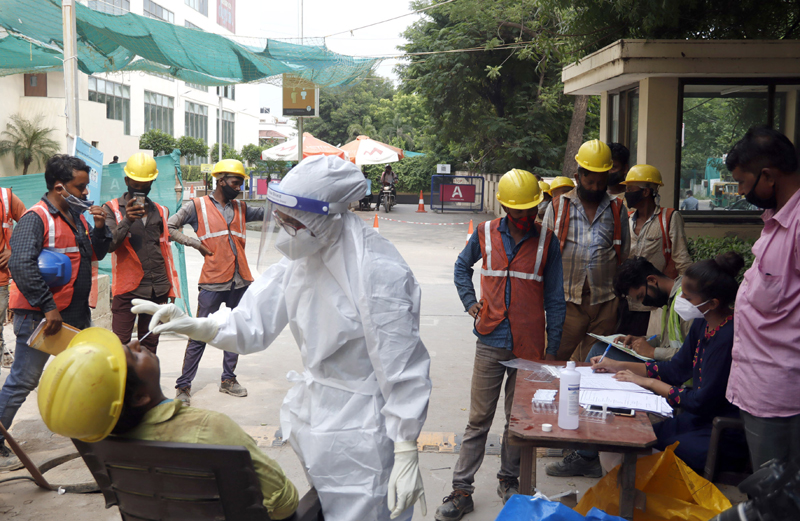 Ahmadabad: Health workers collect swab