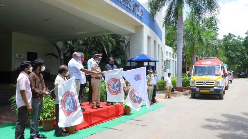 Cyberabad Police Commissioner VC Sajjanar flags off Ambulance Services