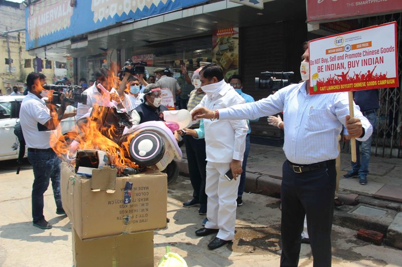 Protest against China at Karol Bagh in New Delhi