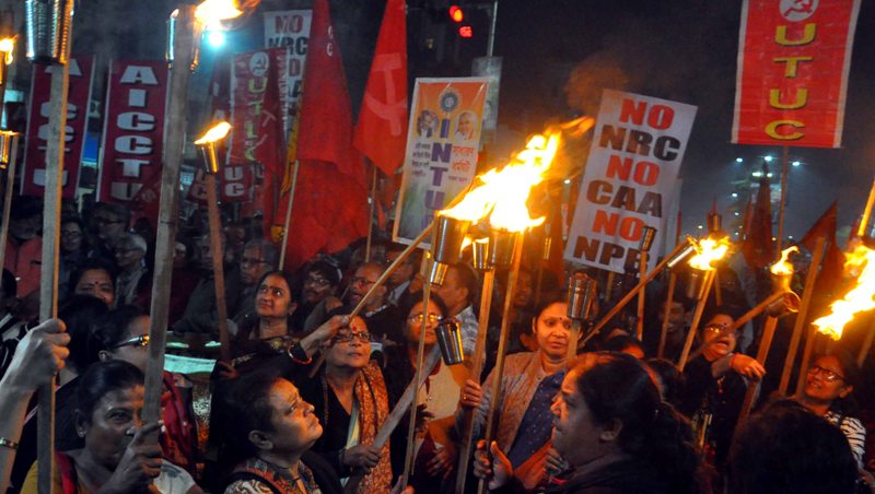 Trade unions take out torch rally against CAA-NRC-NPR in Kolkata