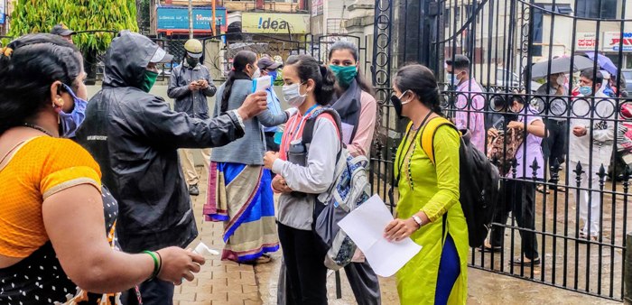 Students screened and sanitized before examinations in Belagavi