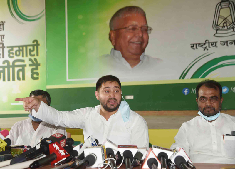 RJD leader Tejashwi Yadav’s press conference in Patna