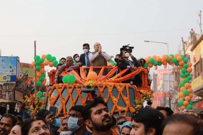 West Bengal: Amit Shah participates in Bolpur roadshow