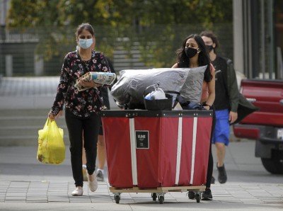 Students moving to their accommodation near University of British Columbia in Vancouver, Canada
