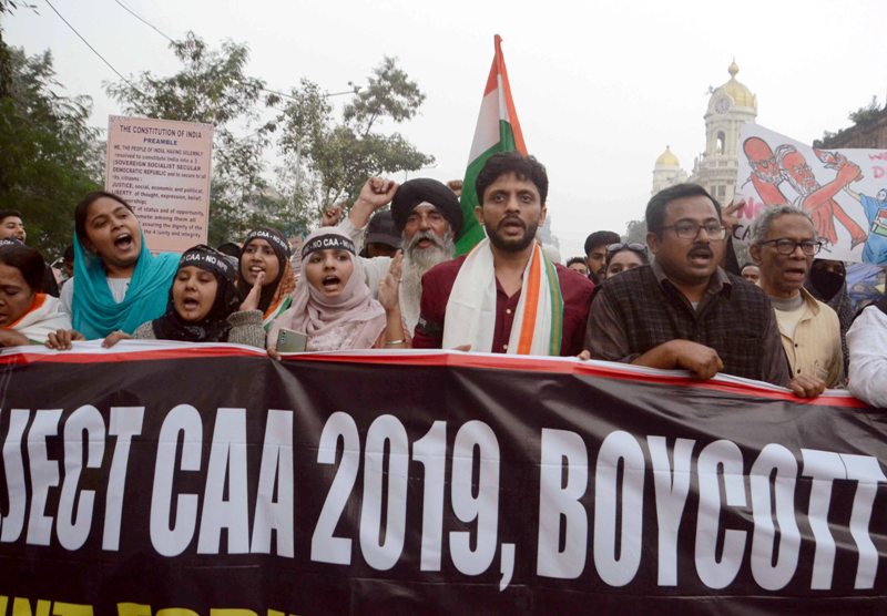 Actor Zeeshan Ayyub joins rally protesting CAA, NPR and NRC in Kolkata    