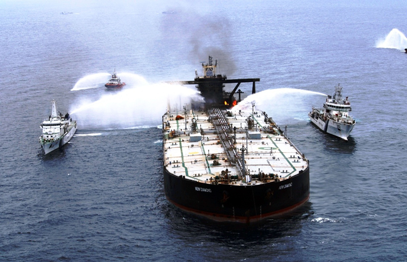 Fire at oil tanker off Sri Lanka Coast