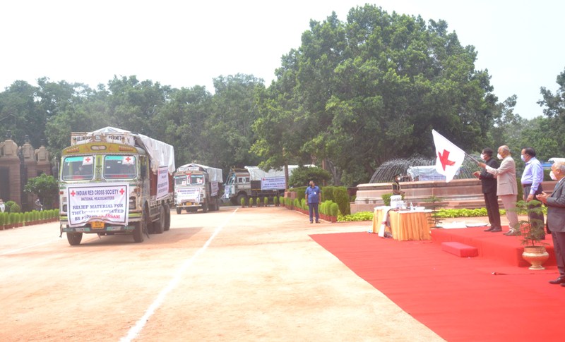 President Kovind flags off loaded truck of relief materials