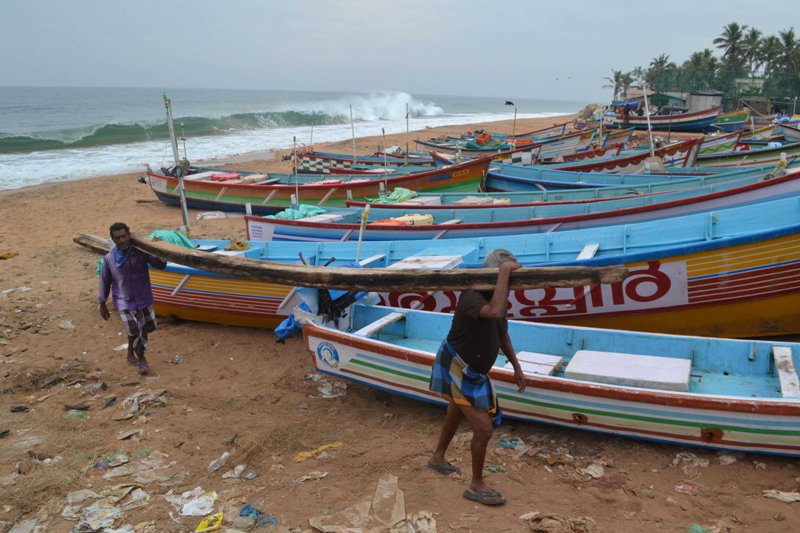 High tide rises above Valiyathura pier due to impact of Cyclone Burevi in Thiruvananthapuram