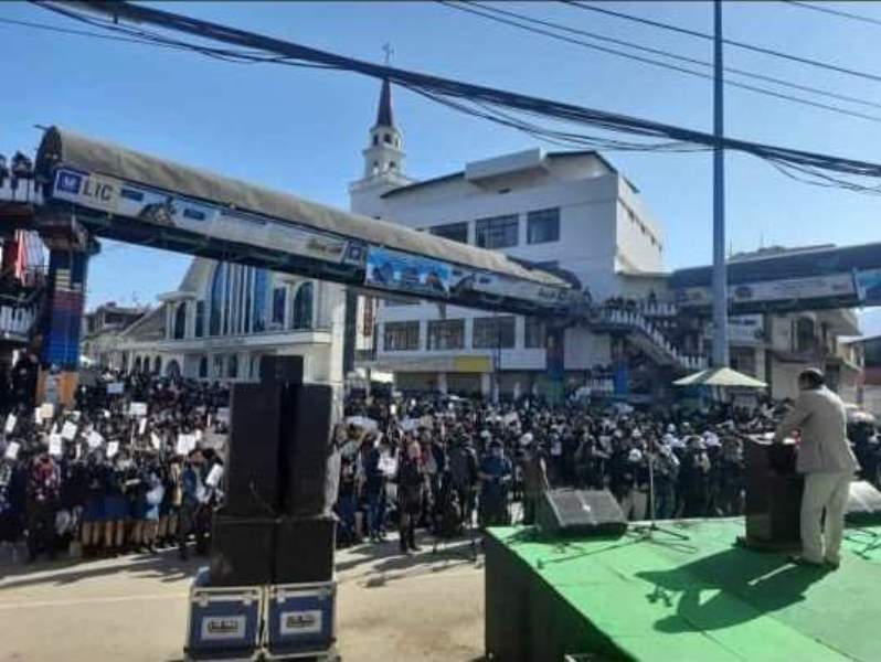 Naga Students Federation holds protest rally in Kohima against botched-up army counter-insurgency op in Mon district