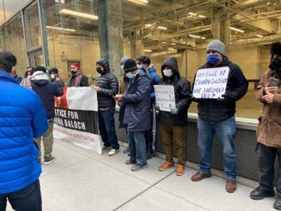 New York: Protesters demonstrate against Karima Baloch's death in front of Consulate General of Canada