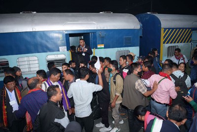 IPFT supporters in Tripura gather at Agartala station