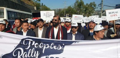 Naga Students Federation holds protest rally in Kohima against botched-up army counter-insurgency op in Mon district