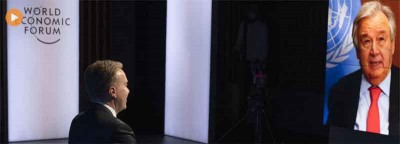 In Davos speech, UN chief highlights private sector role in pandemic recovery