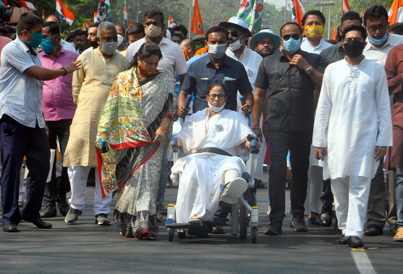 Wheel chair bound Mamata roadshow in Kolkata