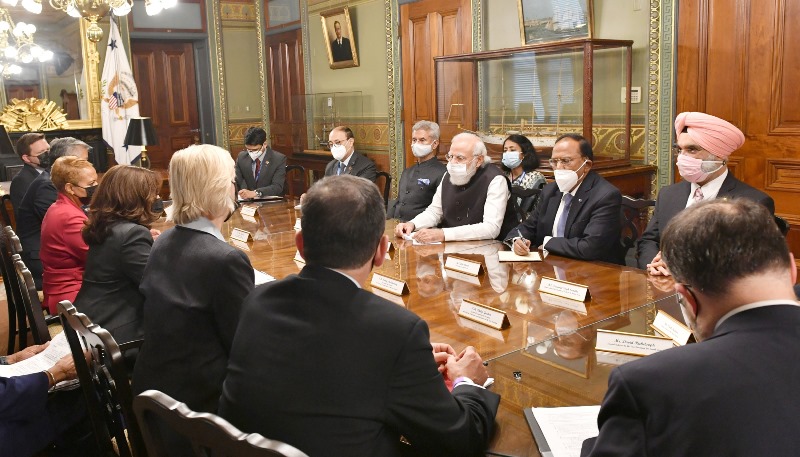 PM Modi in USA, meets Kamala Harris