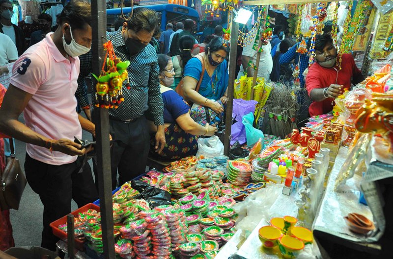 Glimpse of people buying decorative lights ahead of Diwali in Kolkata