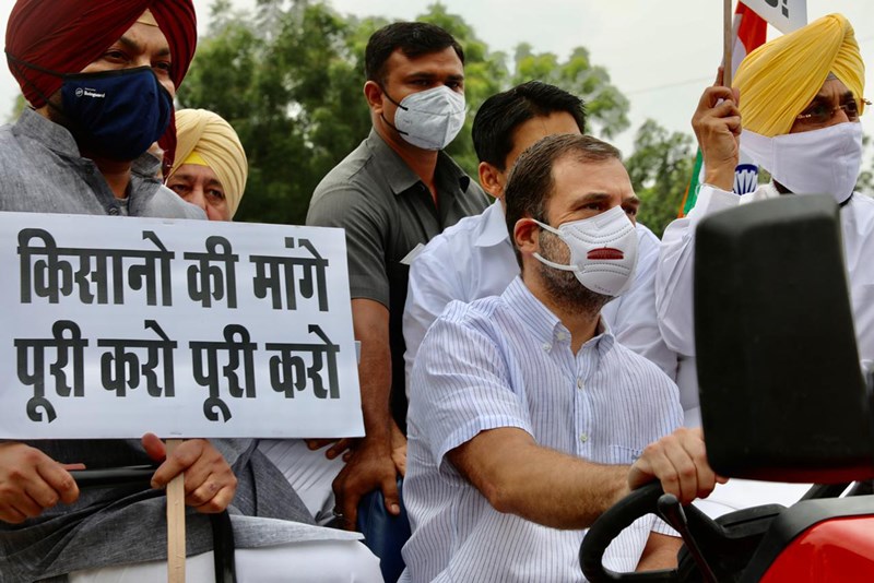Rahul Gandhi reaches Parliament in tractor to protest against farm laws