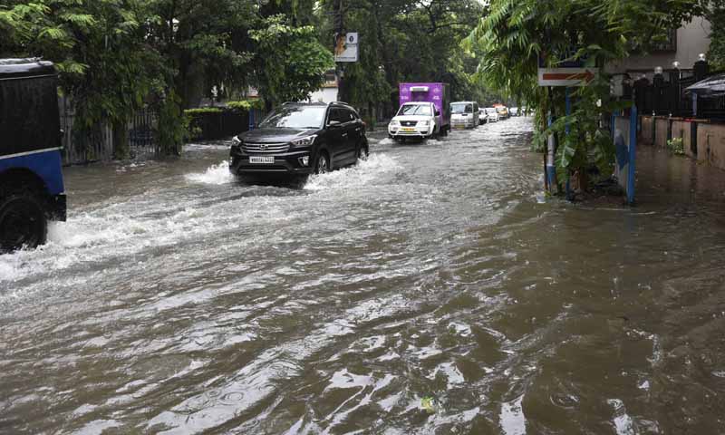 Glimpses of waterlogged roads after heavy rains in Kolkata
