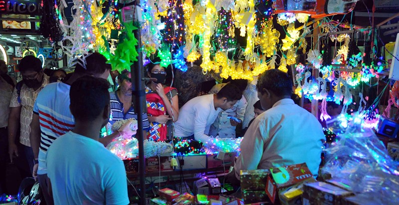 Glimpse of people buying decorative lights ahead of Diwali in Kolkata