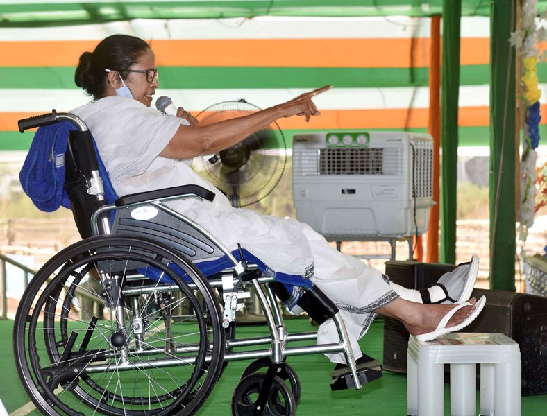 West Bengal Chief Minister Mamata Banerjee addresses election rally in Bankura district of West Bengal