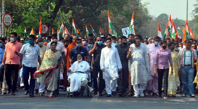 Wheel chair bound Mamata roadshow in Kolkata