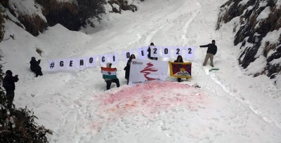 Tibetans NGOs demonstrate in Dharamshala against Beijing Olympics