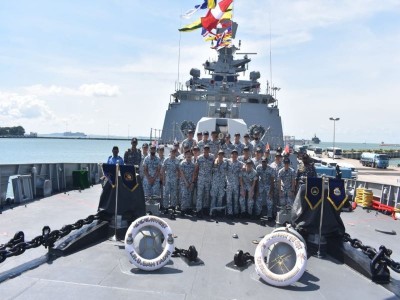 Indian Naval ships INS Sahyadri, Kadmatt visit Singapore as part of South East Asia deployment