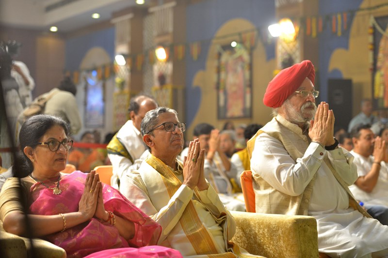 CJI N V Ramana with his wife Shiv Mala visit Sri Venkateswara Swami temple in Delhi