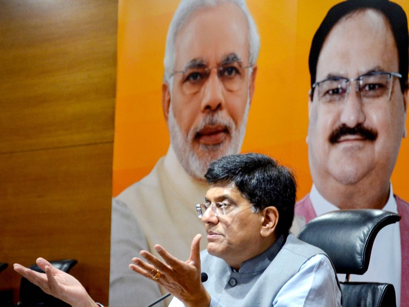 Piyush Goyal addresses media at BJP headquarters in Delhi