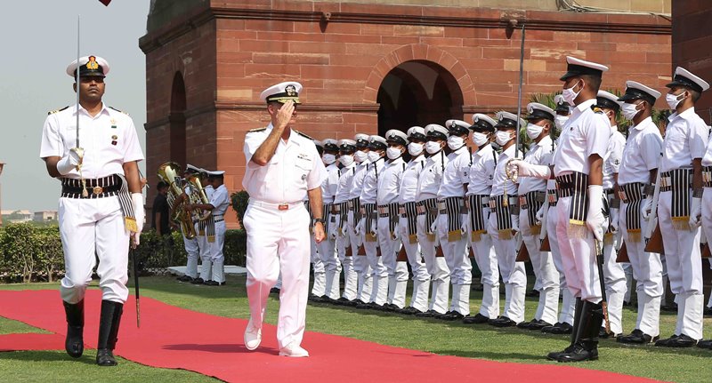 Chief of Naval Staff R Hari Kumar welcomes Commander of Us Indo-Pacific Command John Aquilino in Delhi