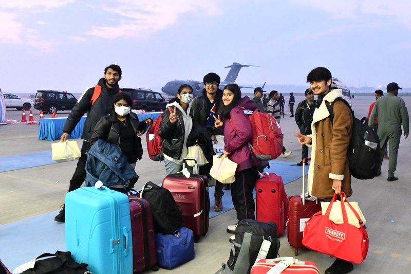 Students evacuated by IAF from war-torn Ukraine arrive at Hindon Air Force Station