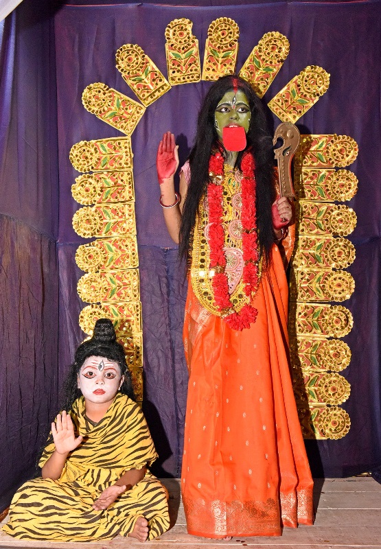 Kids dress as Maa Kali, Lord Shiva in Kolkata pandal during Kali Puja
