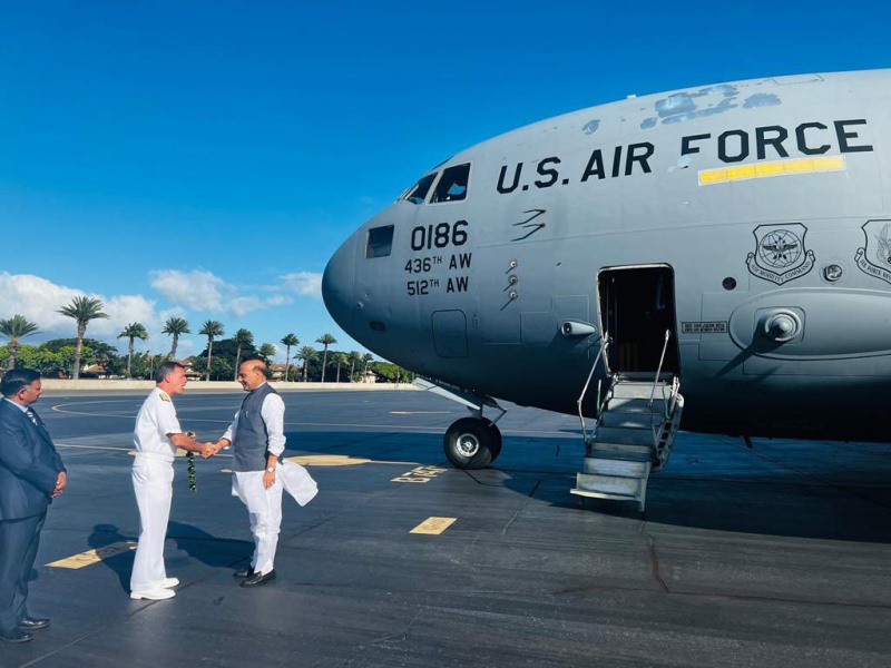 Defence Minister Rajnath Singh in Hawaii in the US