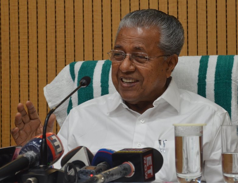 Pinarayi Vijayan addressing press conference at Delhi's Kerala House